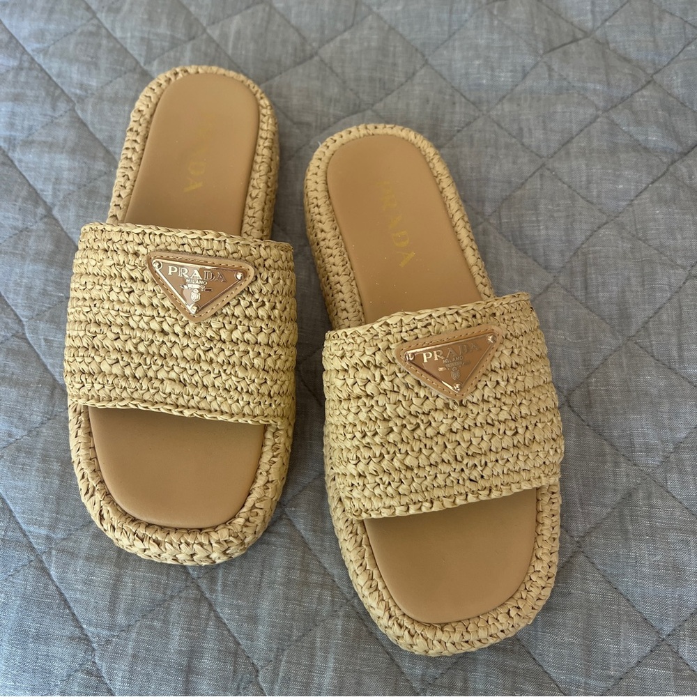 Designer Like Tan Woven Slides